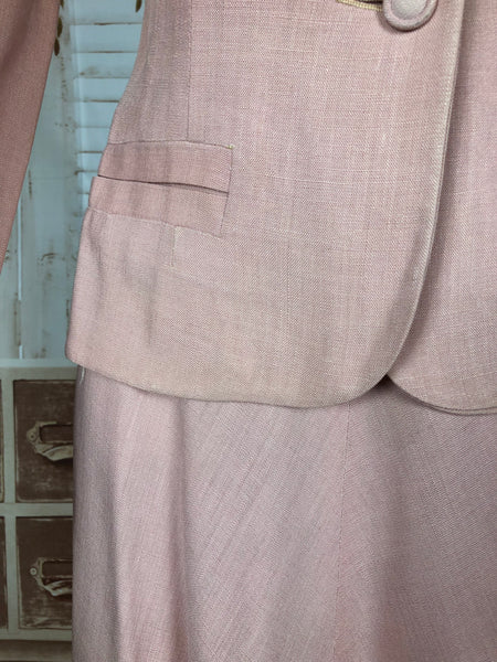 Amazing Original 1940s Vintage Blush Pink Summer Suit By Betty Rose