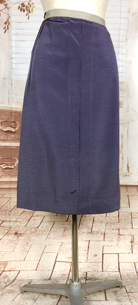 Amazing Blue Striped Rayon Faille 1940s Suit Volup Capable