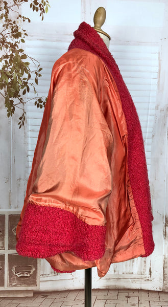 Fabulous Lipstick Red Late 1940s / Early 1950s Boucle Swing Coat