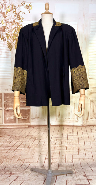 Exceptionally Rare 1940s Gold Lamé Embroidered Coat By Evalen