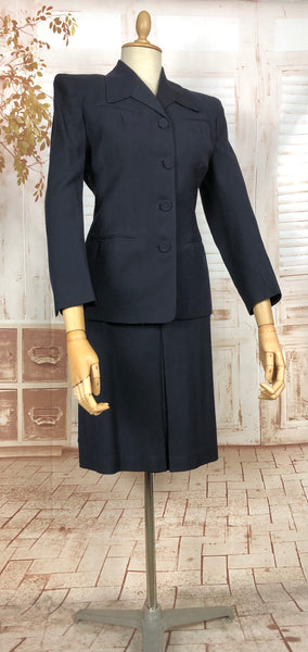 RESERVED FOR AUGGIE - Classic Navy Blue 1940s Suit With Dagger Collar