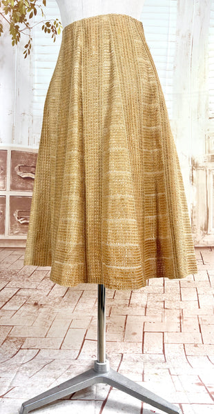 Unusual Late 1940s / Early 1950s Woven Hemp / Raffia Summer Skirt - French Couture