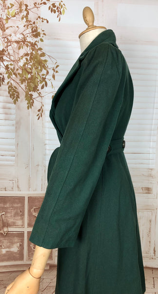 Stunning Forest Green Original 1940s Belted Princess Coat