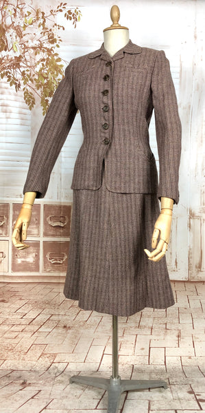 Beautiful 1940s Tweed Suit With V Pockets