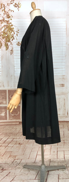 1930s Lightweight Black Crepe Coat with Pintuck and Open Work Detailing