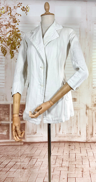 1930s White Self-Striped Lightweight Coat | Art Deco Era Vintage Jacket