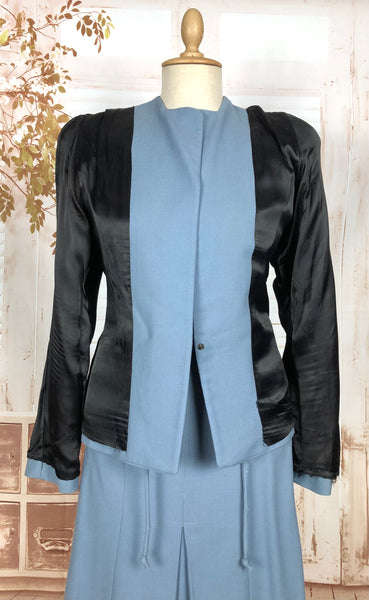 Stunning Periwinkle Blue 1940s Suit With Rouleau Waist Tie