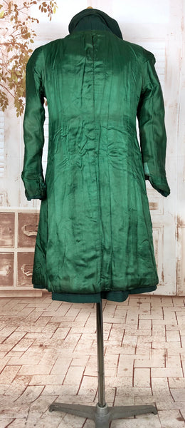 Stunning Forest Green Original 1940s Belted Princess Coat