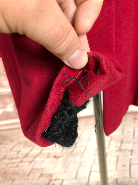 1940s Red Wool Swing Coat by Worth of Boston with Astrakhan Lining