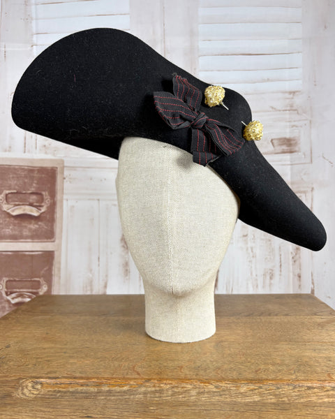 Magnificent Huge Black Late 1930s / Early 1940s Sculptural Hat