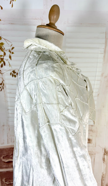 Exquisite Late 1920s / Early 1930s Off White Silk Velvet Opera Coat