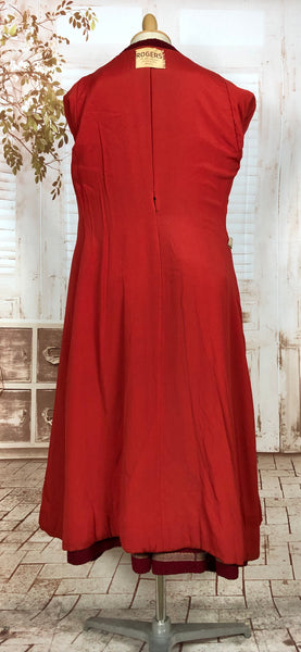 Incredible Original 1940s Red Princess Coat With Astrakhan Collar