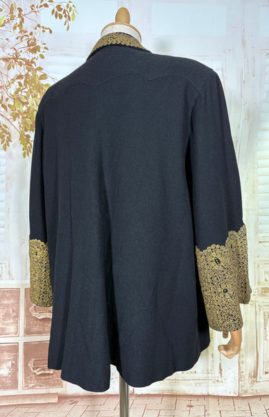 Exceptionally Rare 1940s Gold Lamé Embroidered Coat By Evalen