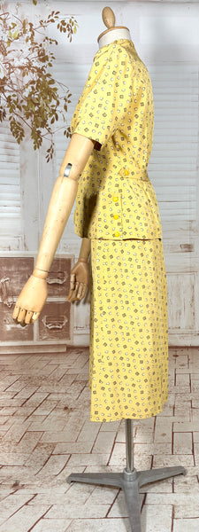 Beautiful Yellow Rayon Faille 1940s Summer Suit