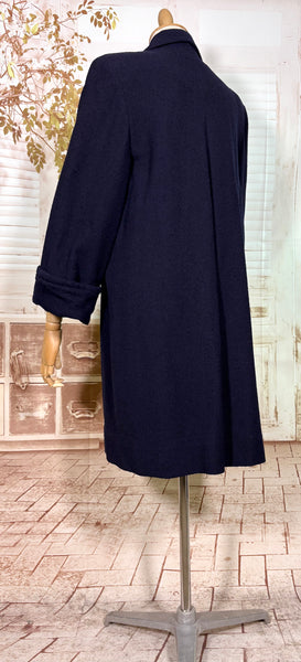 Stunning 1940s Navy Blue Boucle Swing Coat