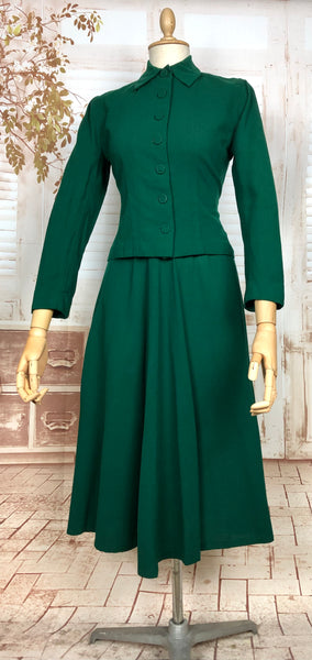 Stunning Original Late 1940s Vintage Forest Green New Look Suit