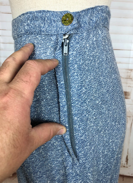 Wonderful Late 1940s Sky Blue Belted Skirt Suit