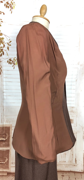 Gorgeous Milk Chocolate Brown 1940s Skirt Suit - Made in California