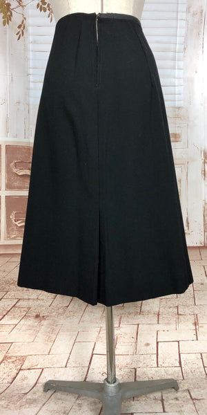 Exceptional Original 1940s Vintage Black Double Elevens Utility Suit With Lilli Ann Style Peplum