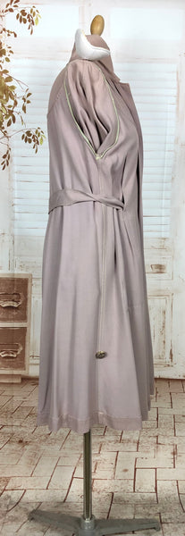 Exceptional Pale Lilac 1940s Belt Through Gabardine Swing Coat