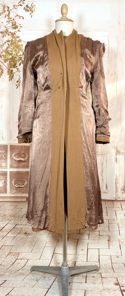 Exquisite 1940s Milk Chocolate Gabardine Belt Back Princess Coat