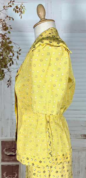 Beautiful Yellow Rayon Faille 1940s Summer Suit