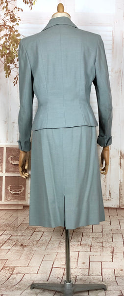 Stunning Original 1940s Vintage Steel Blue Grey Skirt Suit