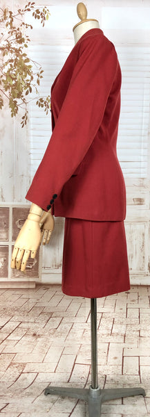 Stunning Original 1940s Vintage Deep Rust Red Skirt Suit