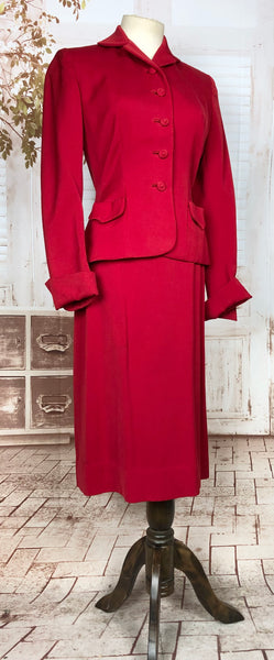 Exquisite Original 1940s Vintage Lipstick Red Betty Rose Suit