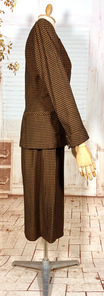 1940s Pumpkin Orange Check Skirt Suit – Tailored Hourglass Silhouette