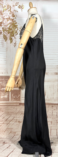 1930s Black Lace Evening Gown with Statement Buckle Detail - Femme Fatale