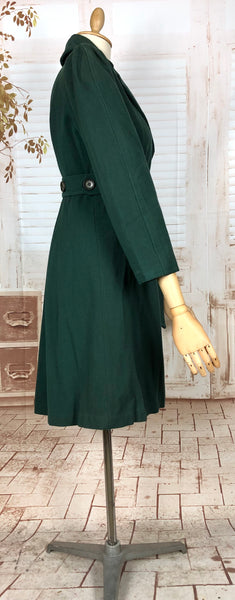 Stunning Forest Green Original 1940s Belted Princess Coat