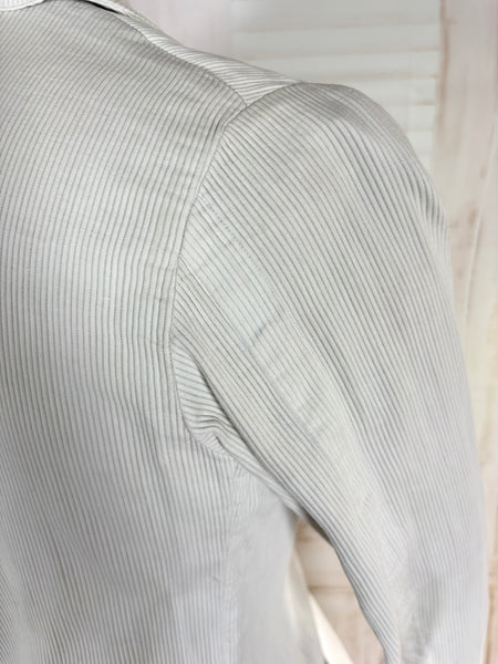 1930s White Self-Striped Lightweight Coat | Art Deco Era Vintage Jacket