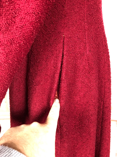 Incredible Original 1940s Red Princess Coat With Astrakhan Collar