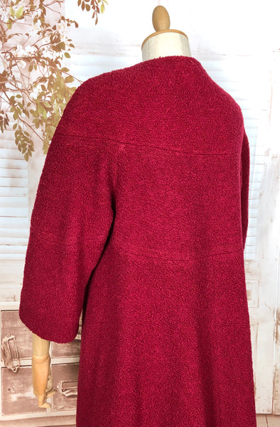 Fabulous Late 1940s / Early 1950s Red Collarless Boucle Coat