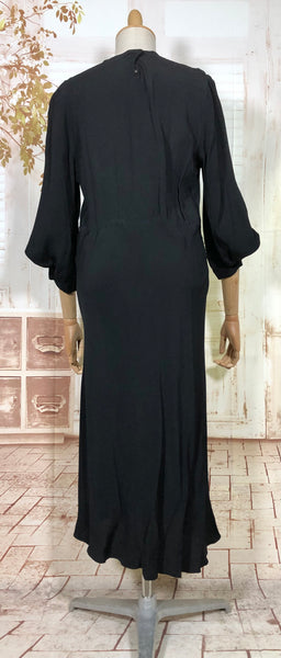 Incredible Avant Garde 1930s Black Evening Dress With Statement Sleeves