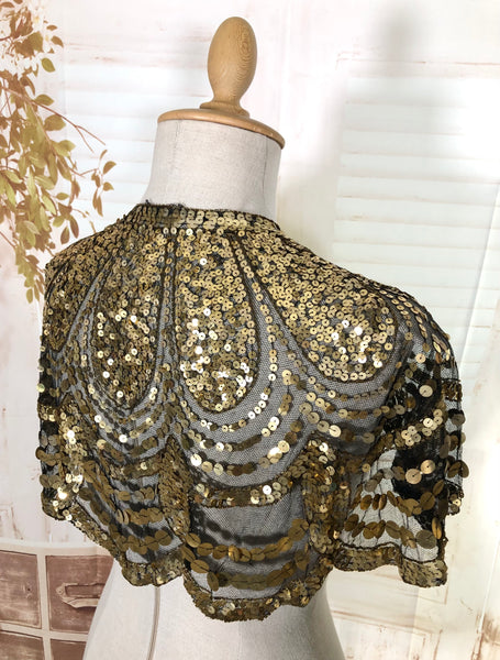 Exceptional 1930s Gold Sequin Eveningwear Capelet