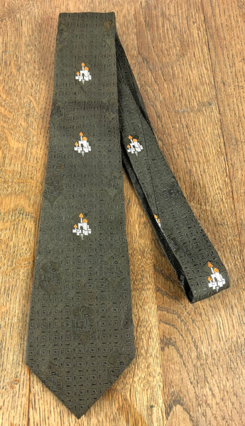 1950s Olive Tie with Candelabra Novelty Print – Styled for Brody's Men's Wear