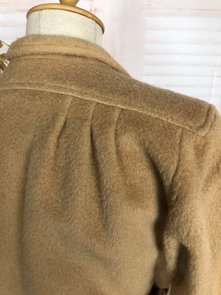 LAYAWAY PAYMENT 1 OF 2 - RESERVED FOR KARINA - Exquisite Original 1940s Vintage Tan Wool Belted Wrap Coat