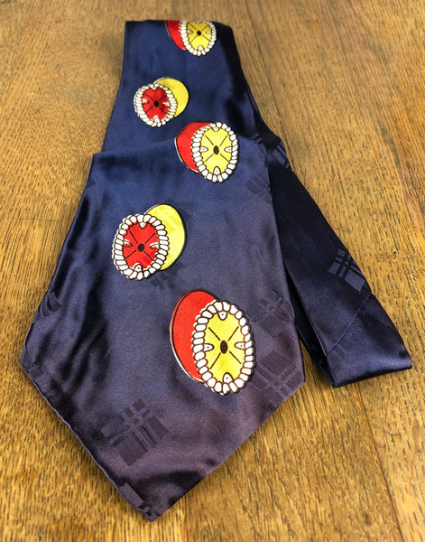 1940s Navy American Swing Tie with Red & Yellow Medallion Print – Washington Shirt Co.