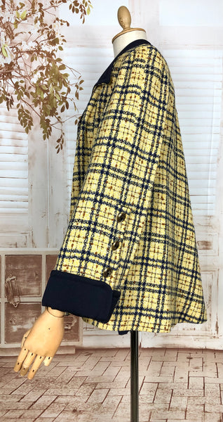 LAYAWAY PAYMENT 3 OF 3 - RESERVED FOR KELLY - Amazing Original 1940s Volup Mustard Yellow Plaid Swing Coat