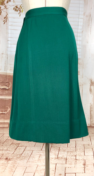 Amazing Original 1940s Vintage Emerald Green Gabardine Skirt Suit