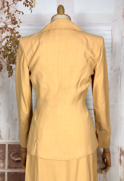 Exquisite Mustard Yellow 1940s Skirt Suit Petite