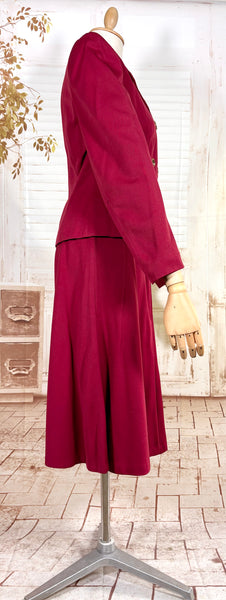 Fabulous Burgundy Red Double Breasted 1940s Skirt Suit