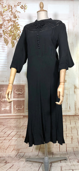 Incredible Avant Garde 1930s Black Evening Dress With Statement Sleeves