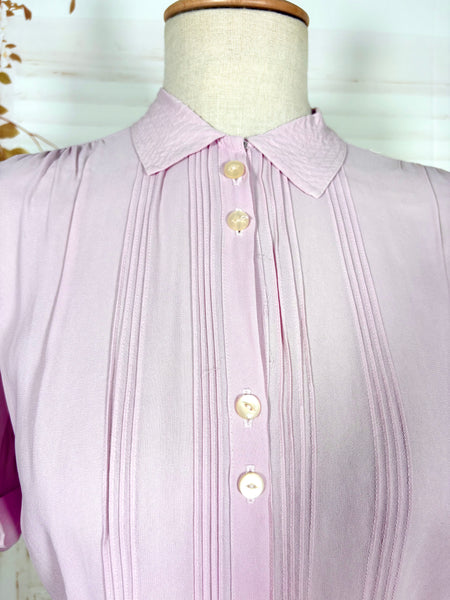 Lilac 1940s Pin Tuck Blouse By Bourne & Hollingsworth