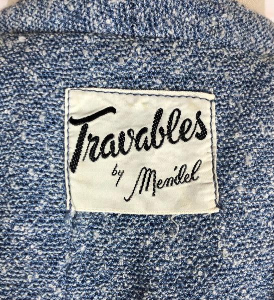 Wonderful Late 1940s Sky Blue Belted Skirt Suit