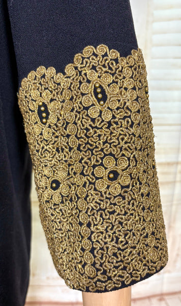 Exceptionally Rare 1940s Gold Lamé Embroidered Coat By Evalen