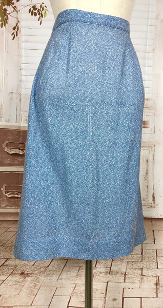 Wonderful Late 1940s Sky Blue Belted Skirt Suit