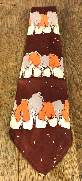 1940s Brown, Orange & Lilac Grey Novelty American Rayon Swing Tie – Cohama De Luxe